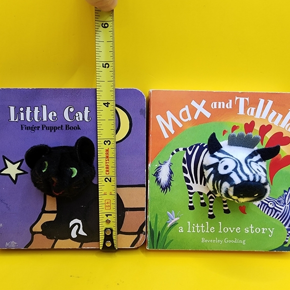 2 Finger Puppet Board Books Cat Zebra Baby Toddler First Book 4x4" - Picture 4 of 7